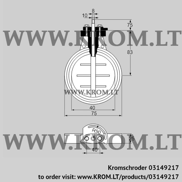 Kromschroder DKR 40Z03F650D, 03149217 butterfly valve, 03149217