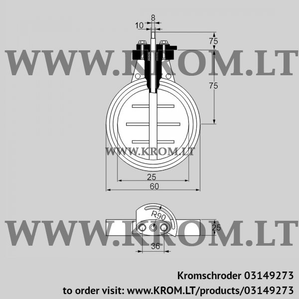 Kromschroder DKR 25Z03F650A, 03149273 butterfly valve, 03149273