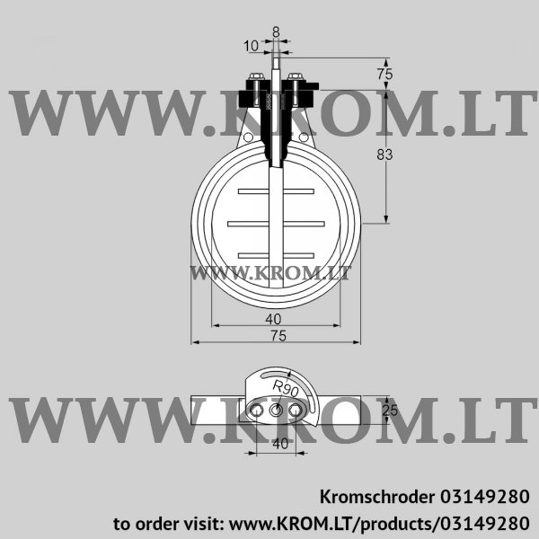 Kromschroder DKR 40Z03F450A, 03149280 butterfly valve, 03149280