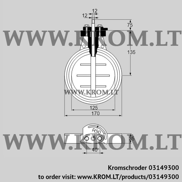 Kromschroder DKR 125Z03F450A, 03149300 butterfly valve, 03149300