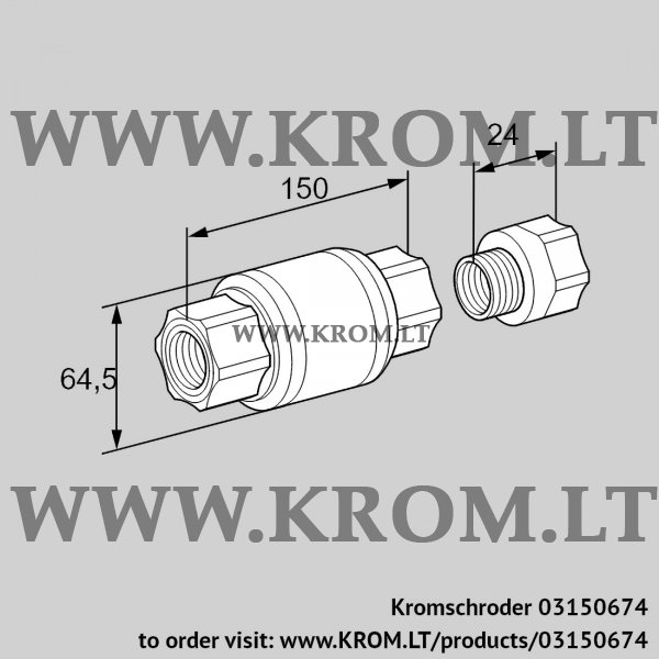 Kromschroder GRSF 25R, 03150674 non-return gas valve with flame arrester, 03150674