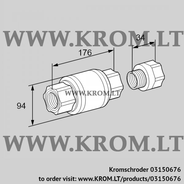 Kromschroder GRSF 50R, 03150676 non-return gas valve with flame arrester, 03150676