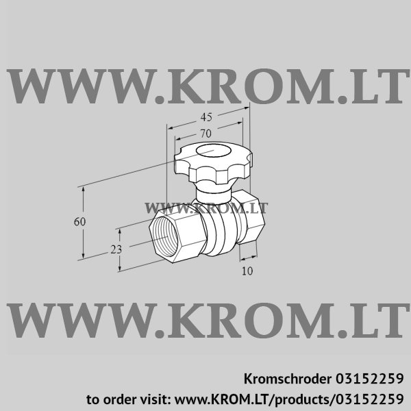 Kromschroder GEHV 10, 03152259 flow adjusting cock, 03152259