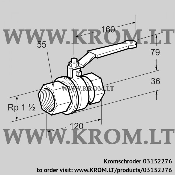 Kromschroder AKT 40R50B, 03152276 manual valve, 03152276