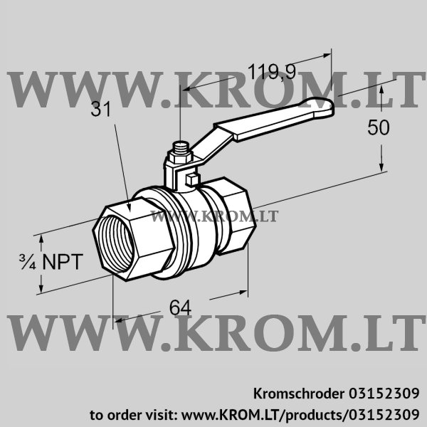 Kromschroder AKT 20TN88, 03152309 manual valve, 03152309