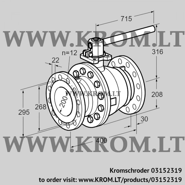 Kromschroder AKT 200F160G1, 03152319 manual valve, 03152319