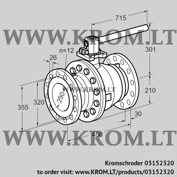 Kromschroder AKT 250/200F160G1, 03152320 manual valve, 03152320