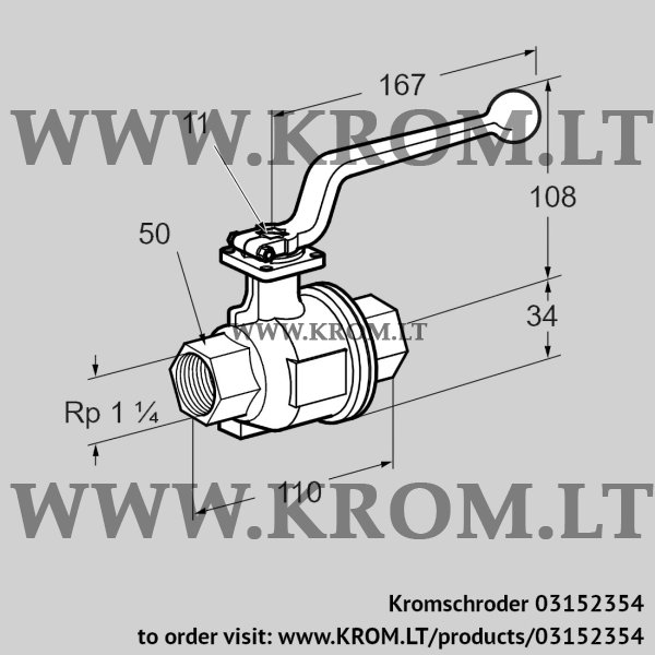 Kromschroder AKT 32R160S, 03152354 manual valve, 03152354