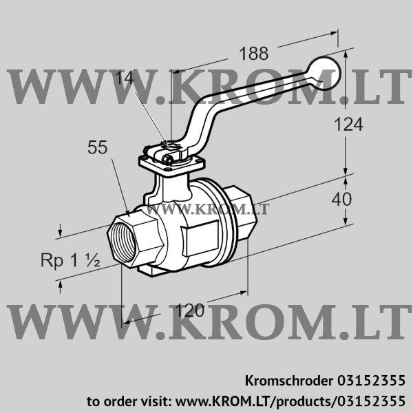 Kromschroder AKT 40R160S, 03152355 manual valve, 03152355