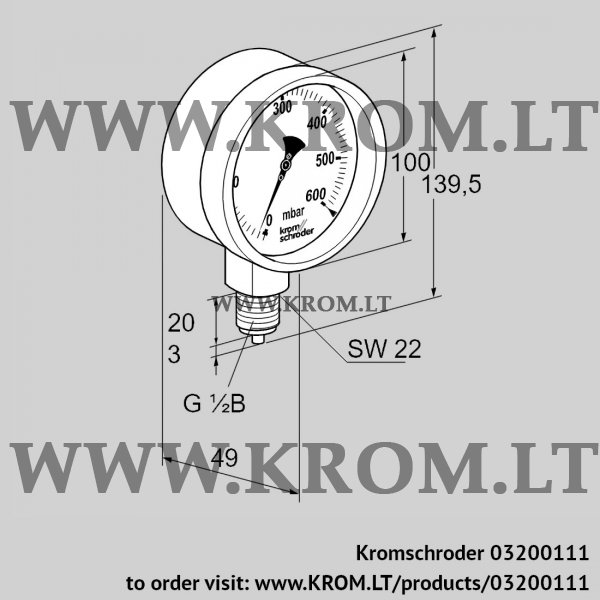 Kromschroder RFM 1,6RB100, 03200111 pressure gauge, 03200111