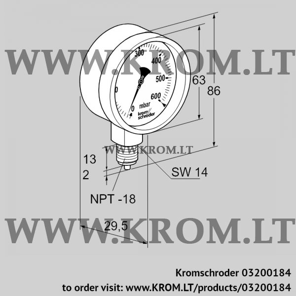 Kromschroder KFM P1,0TNB63, 03200184 pressure gauge, 03200184