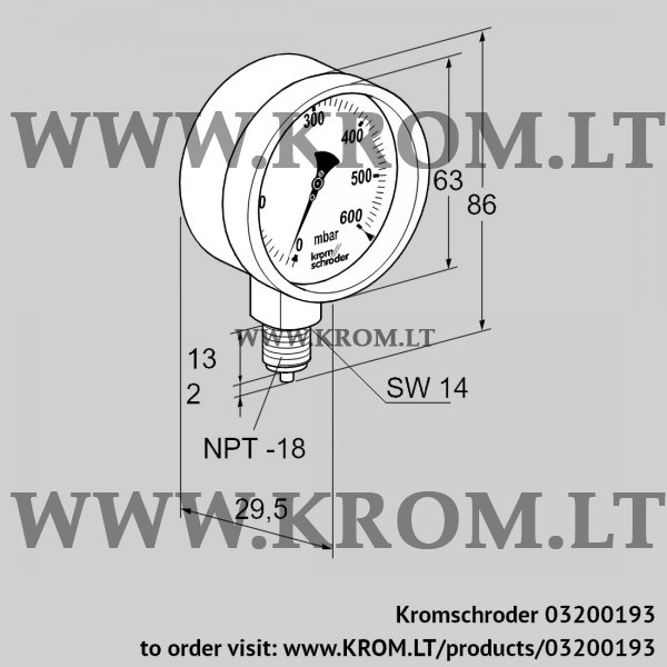 Kromschroder RFM P230TNB63, 03200193 pressure gauge, 03200193