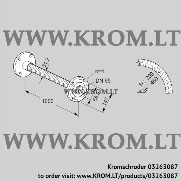 Kromschroder ES 65F1000, 03263087 stainless steel flexible tube, 03263087