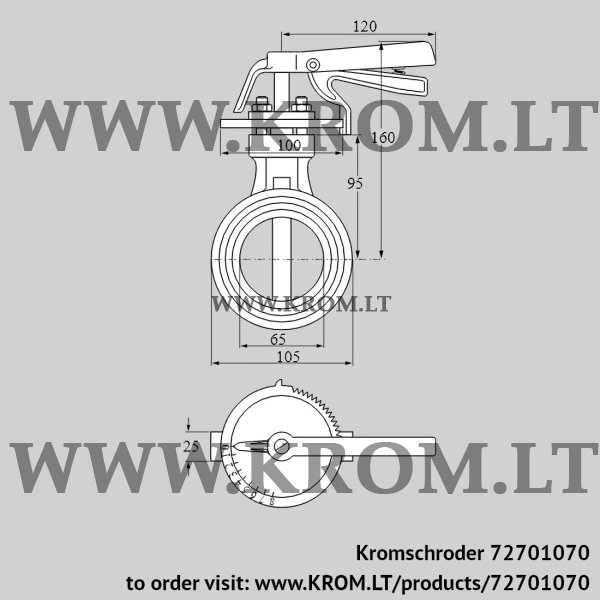 Kromschroder DKR 65Z03H350D, 72701070 butterfly valve, 72701070