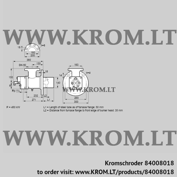 Kromschroder BIO 140RB-50/35-(47)E, 84008018 burner for gas, 84008018