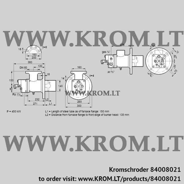 Kromschroder BIO 140RBL-150/135-(54)E, 84008021 burner for gas, 84008021