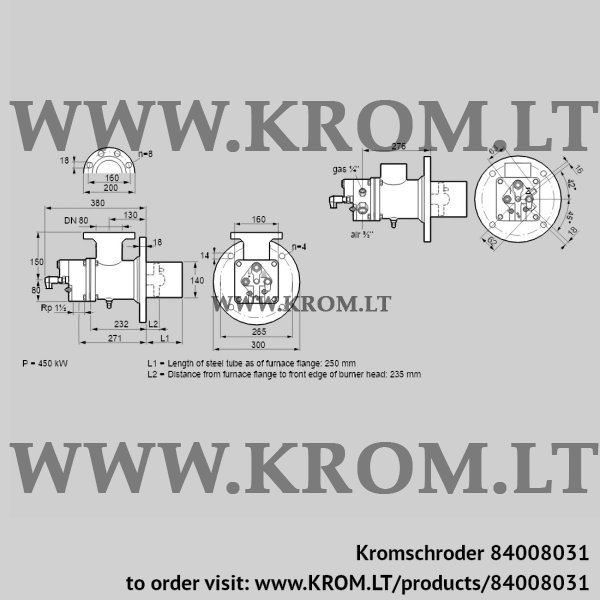 Kromschroder BIO 140RBL-250/235-(54)E, 84008031 burner for gas, 84008031