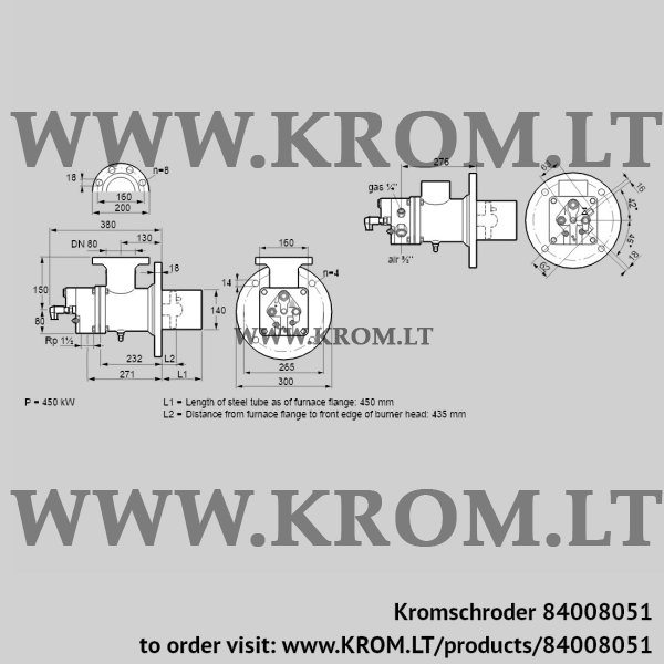 Kromschroder BIO 140RBL-450/435-(54)E, 84008051 burner for gas, 84008051