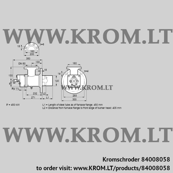 Kromschroder BIO 140RB-450/435-(47)E, 84008058 burner for gas, 84008058