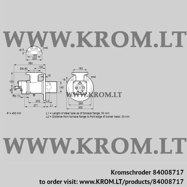 Kromschroder BIO 140RM-50/35-(48)E, 84008717 burner for gas, 84008717