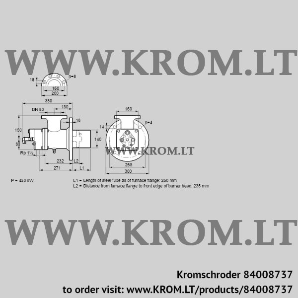 Kromschroder BIO 140RM-250/235-(48)E, 84008737 burner for gas, 84008737