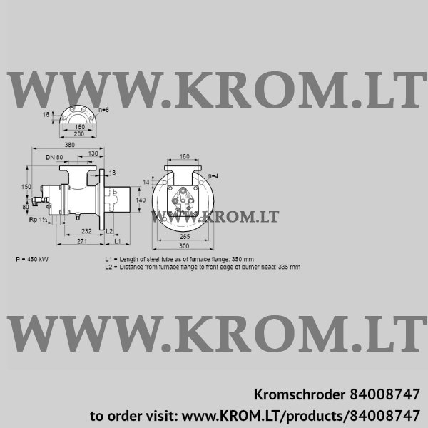 Kromschroder BIO 140RM-350/335-(48)E, 84008747 burner for gas, 84008747