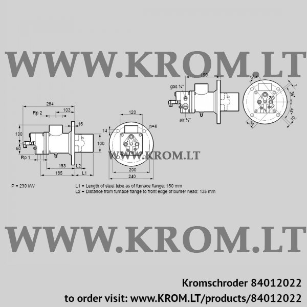 Kromschroder BIO 100KBL-150/135-(52)E, 84012022 burner for gas, 84012022