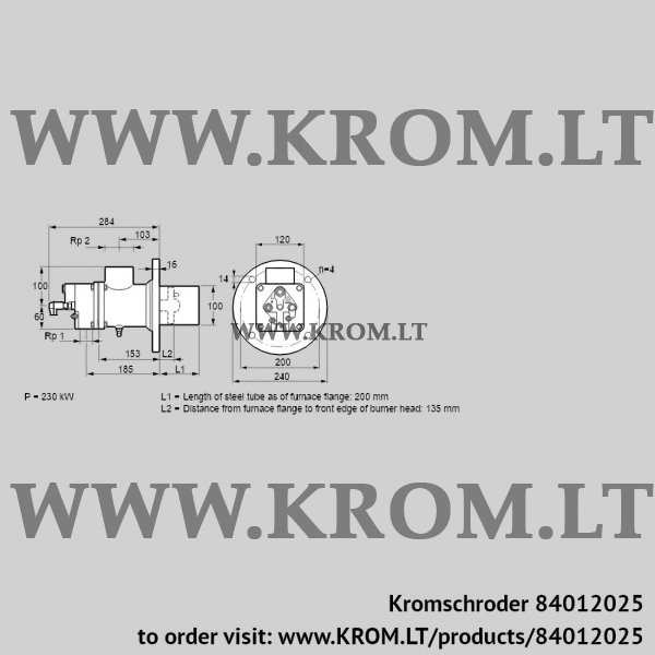 Kromschroder BIO 100HM-200/135-(67)E, 84012025 burner for gas, 84012025