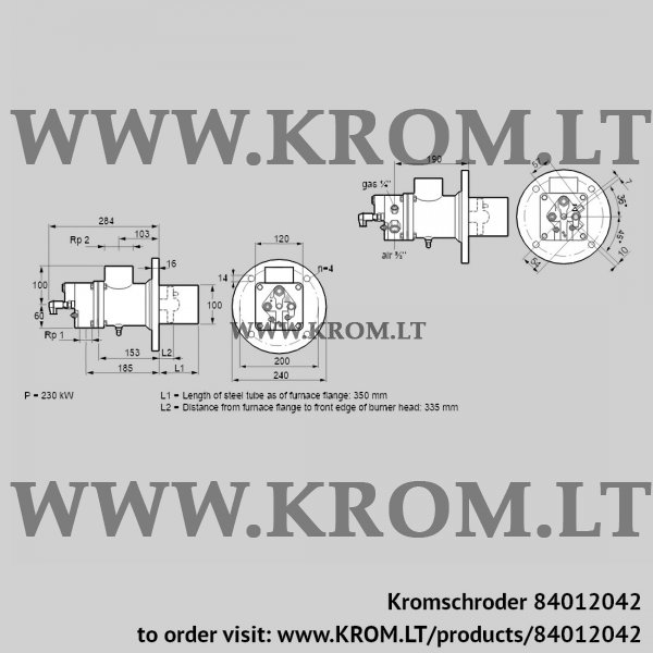 Kromschroder BIO 100KBL-350/335-(52)E, 84012042 burner for gas, 84012042