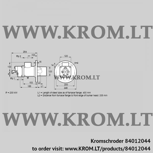 Kromschroder BIO 100HB-400/335-(37)E, 84012044 burner for gas, 84012044
