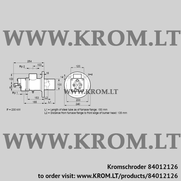 Kromschroder BIO 100KB-150/135-(41)E, 84012126 burner for gas, 84012126