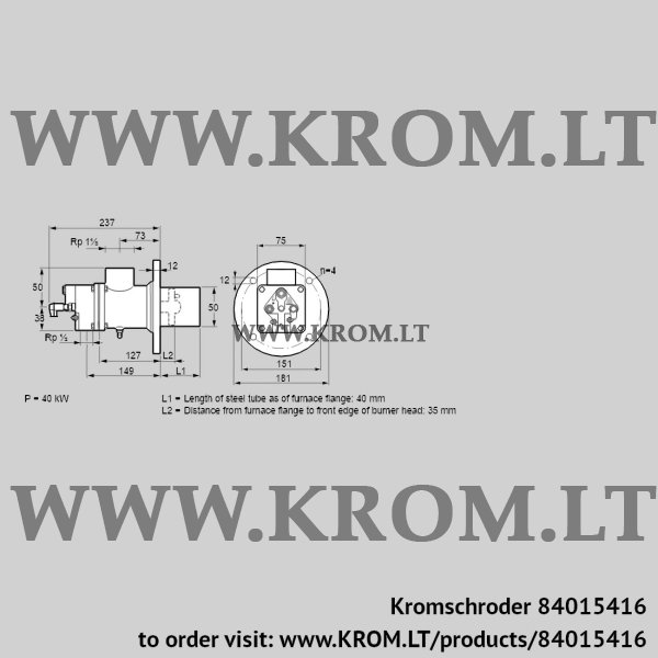 Kromschroder BIO 50KB-40/35-(34)D, 84015416 burner for gas, 84015416