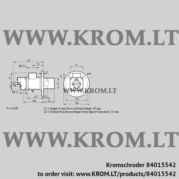 Kromschroder BIO 50HG-400/335-(38)D, 84015542 burner for gas, 84015542