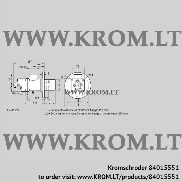 Kromschroder BIO 50RB-450/435-(39)D, 84015551 burner for gas, 84015551