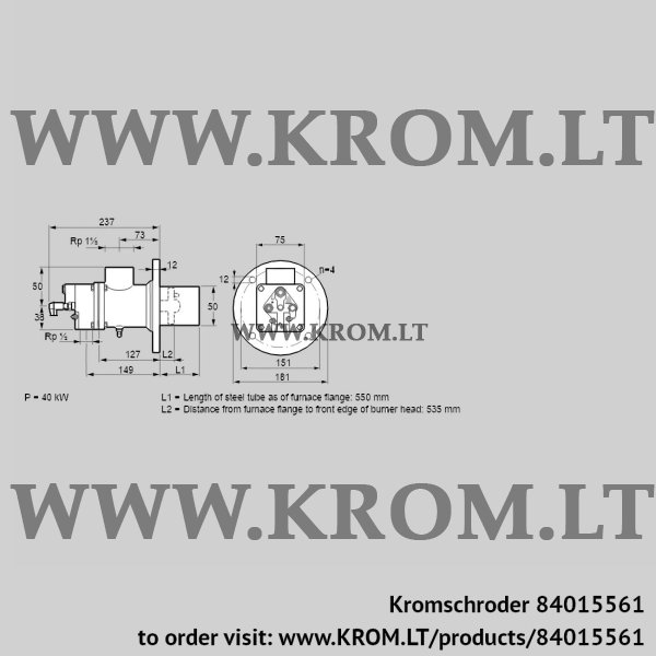 Kromschroder BIO 50RB-550/535-(39)D, 84015561 burner for gas, 84015561