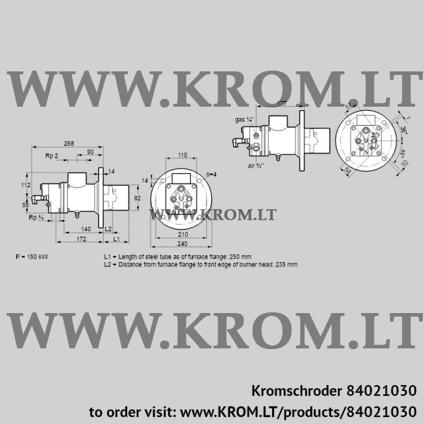 Kromschroder BIO 80RBL-250/235-(11)E, 84021030 burner for gas, 84021030