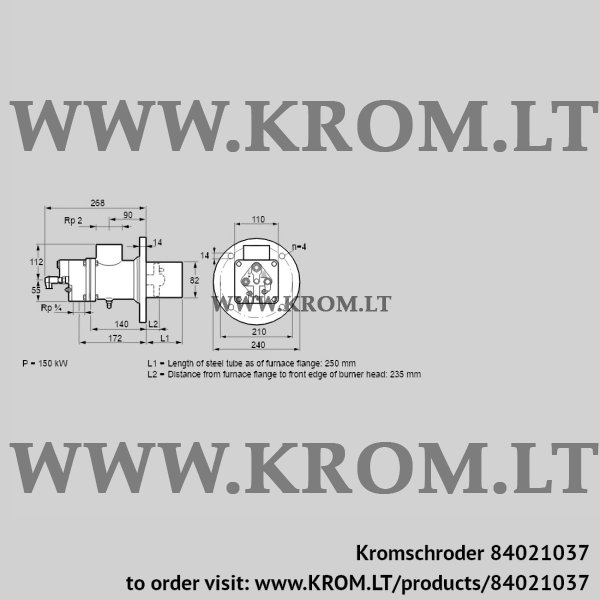 Kromschroder BIO 80RB-250/235-(6)E, 84021037 burner for gas, 84021037