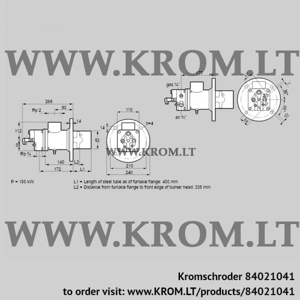Kromschroder BIO 80HBL-400/335-(34)F, 84021041 burner for gas, 84021041