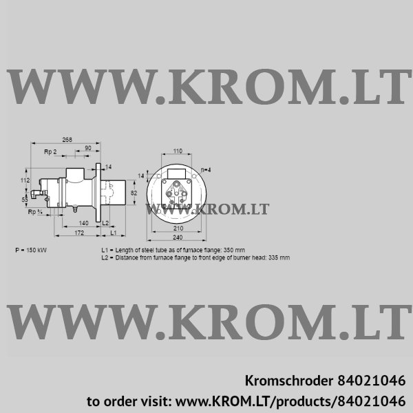 Kromschroder BIO 80KB-350/335-(8)E, 84021046 burner for gas, 84021046