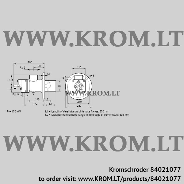 Kromschroder BIO 80RB-650/635-(6)E, 84021077 burner for gas, 84021077