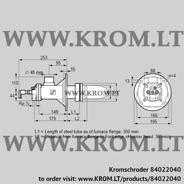 Kromschroder BICA 65HB-300/335-(34)D, 84022040 burner for gas, 84022040