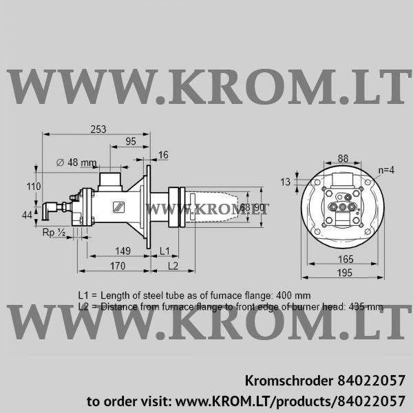 Kromschroder BICA 65RM-400/435-(71)D, 84022057 burner for gas, 84022057