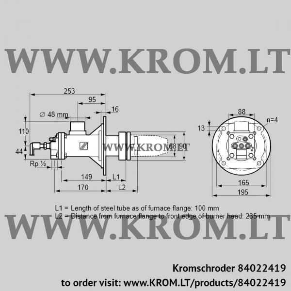 Kromschroder BICA 65HM-100/235-(72A)DR, 84022419 burner for gas, 84022419