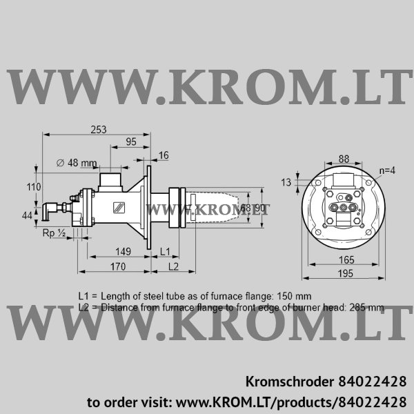 Kromschroder BICA 65HB-150/285-(34A)DR, 84022428 burner for gas, 84022428