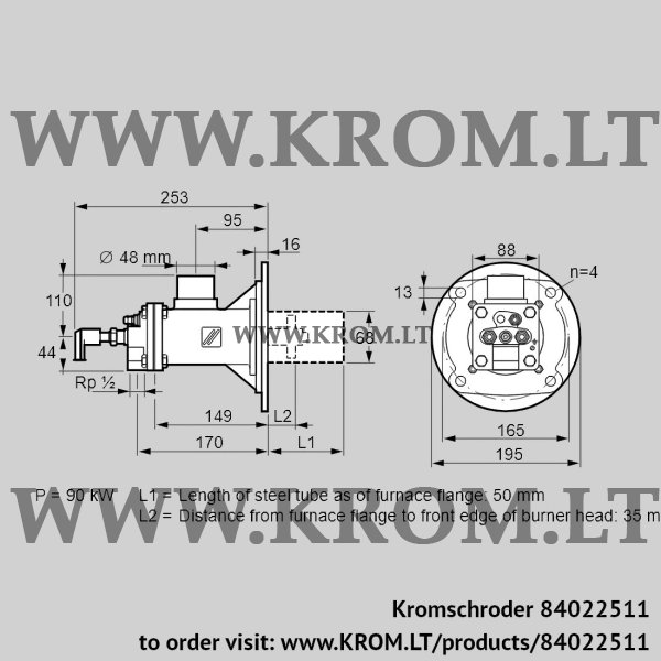 Kromschroder BIOA 65RB-50/35-(37)D, 84022511 burner for gas, 84022511