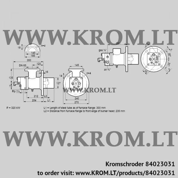 Kromschroder BIO 125HBL-300/235-(9)E, 84023031 burner for gas, 84023031