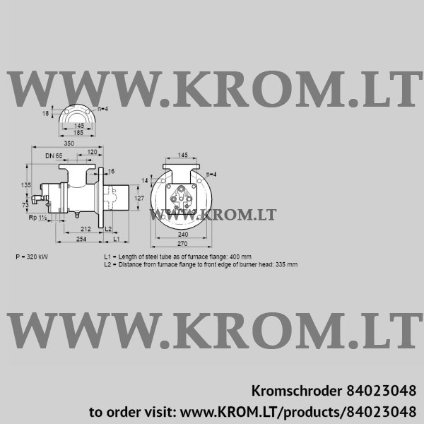 Kromschroder BIO 125HD-400/335-(22)E, 84023048 burner for gas, 84023048