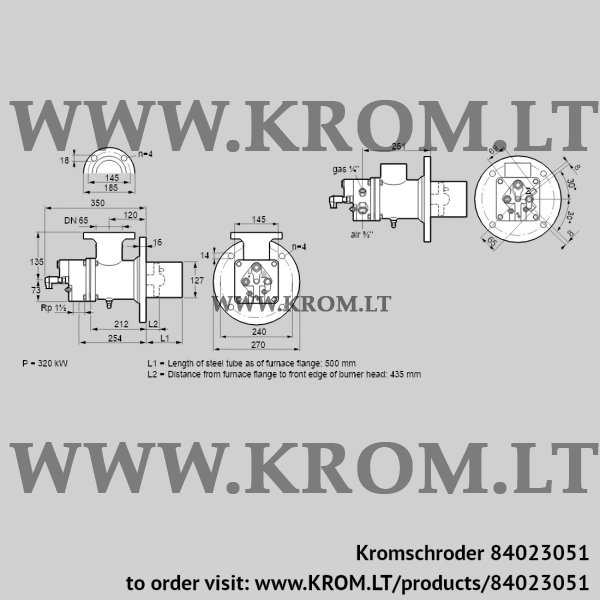 Kromschroder BIO 125HBL-500/435-(9)E, 84023051 burner for gas, 84023051