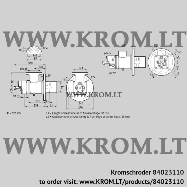 Kromschroder BIO 125KBL-50/35-(21)E, 84023110 burner for gas, 84023110