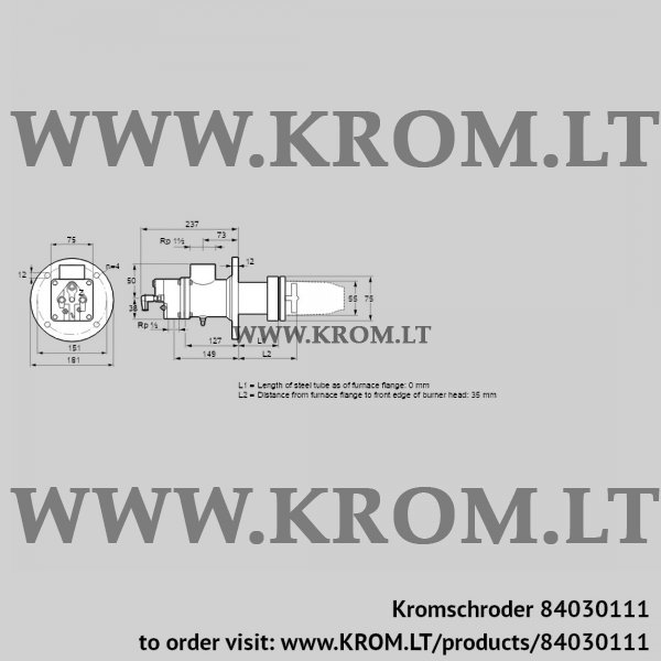 Kromschroder BIC 50RB-0/35-(39)D, 84030111 burner for gas, 84030111